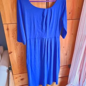 L. K. Bennett Medium Blue Faux Wrap Back Knit Dress size 8